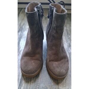 UGG Corinne Ankle Boots Womens Size 6 Suede Heeled Bootie Brown Taupe